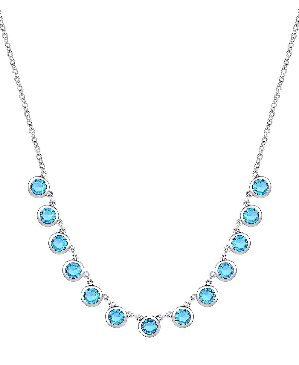 Blue Topaz Bezel 17" Collar Necklace in Sterling Silver (Also in Citrine & Amethyst)
