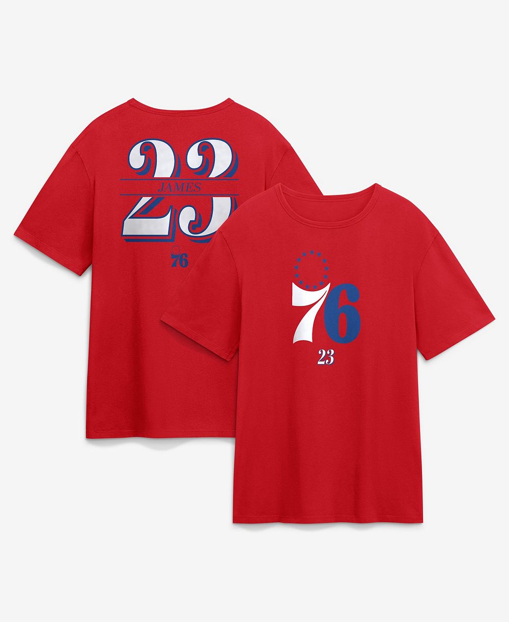Мужская футболка Fanatics LeBron James Red Philadelphia 76ers In The Paint Name & Number