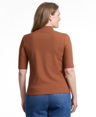 Lands' End Women's Wide Rib Mock Neck T-Shirt