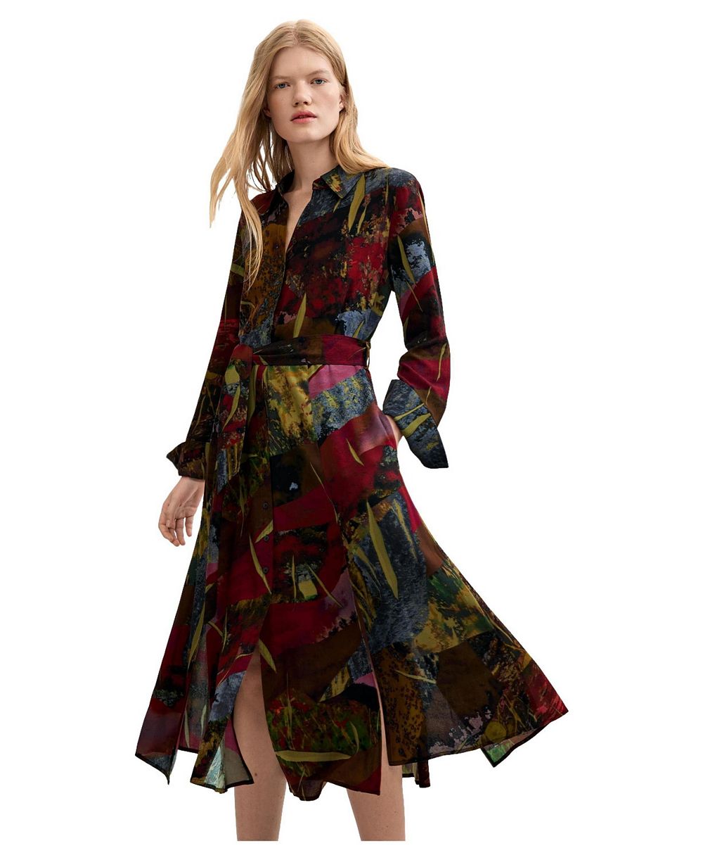 Desigual Женское Long-Sleeve Belted Midi Dress