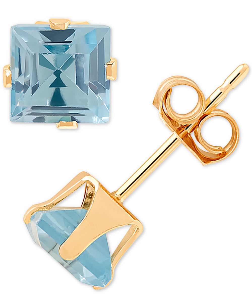Серьги-гвоздики с голубым топазом (1 ct. t.w.) в золоте 14k