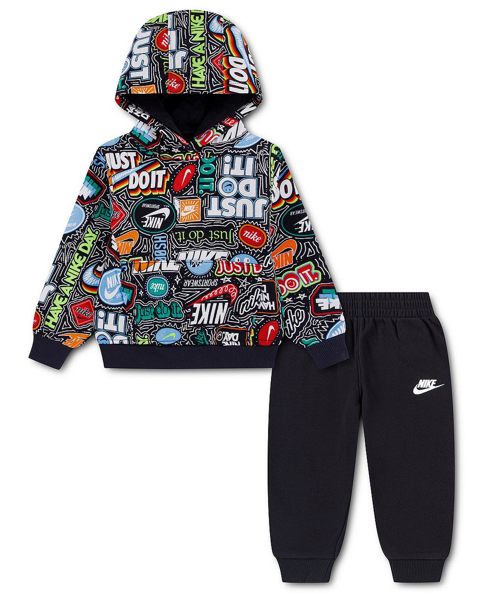 Nike детский комплект из флисового худи и брюк с принтом Lunchbox для мальчиков 2T-5T, 2 предмета