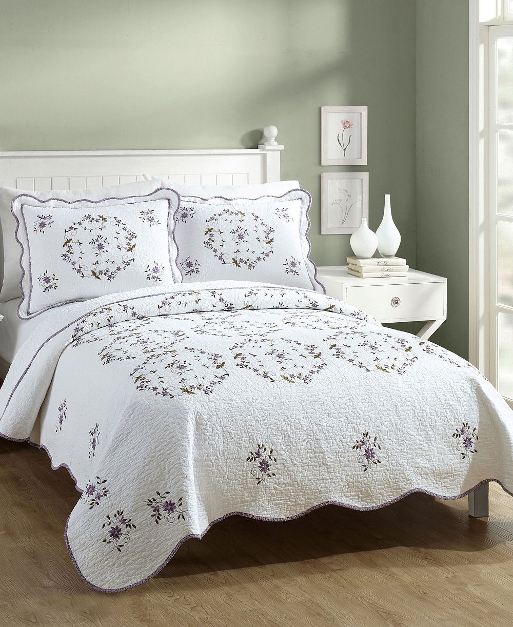 Modern Heirloom комплект постельного белья Gwen с цветочной вышивкой, 2 предмета, размер Twin