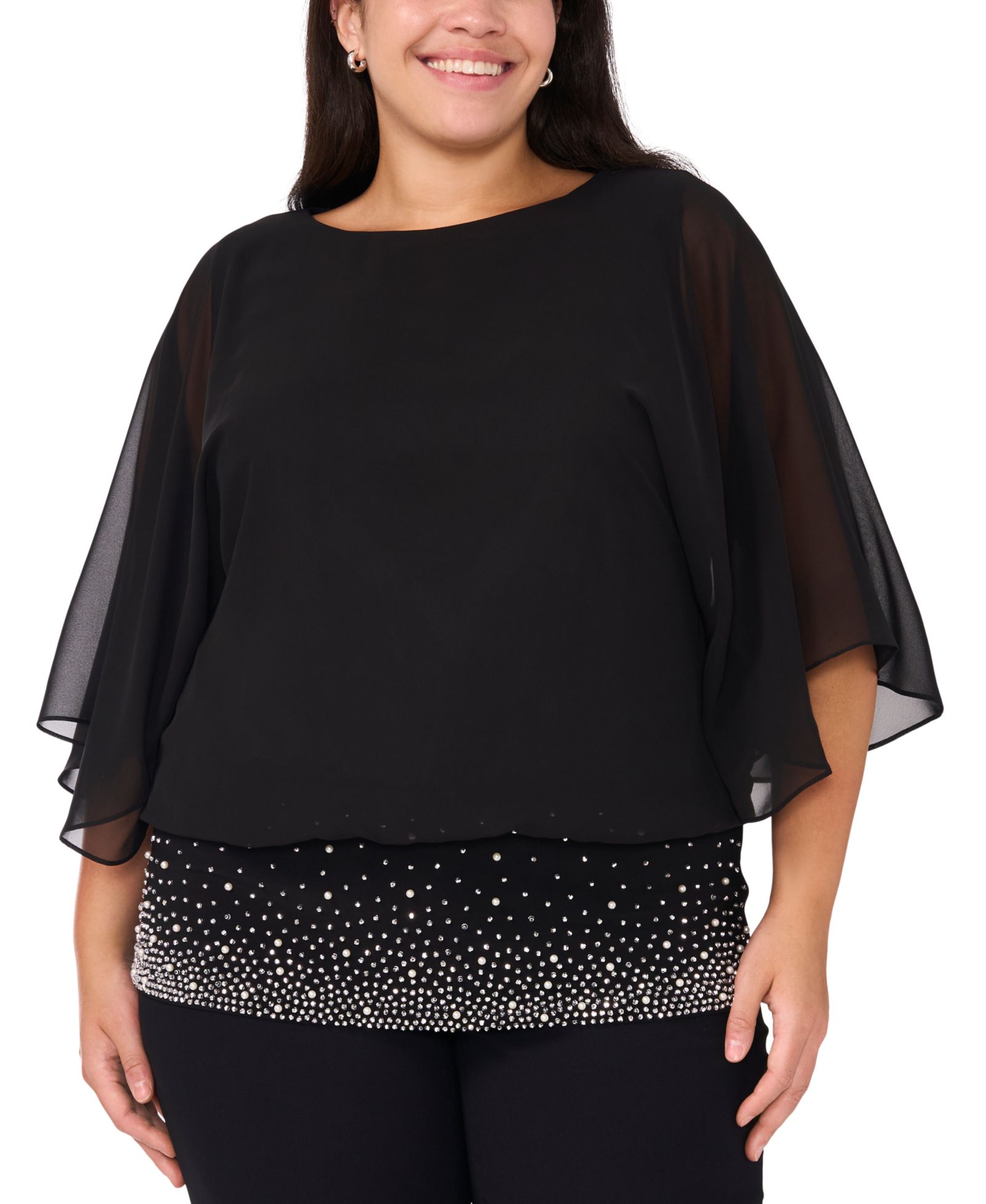 MSK Plus Size Embellished Chiffon Blouse