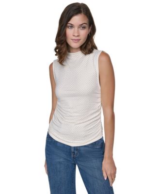 Женский топ DKNY Jeans без рукавов с высоким воротом и сборками
