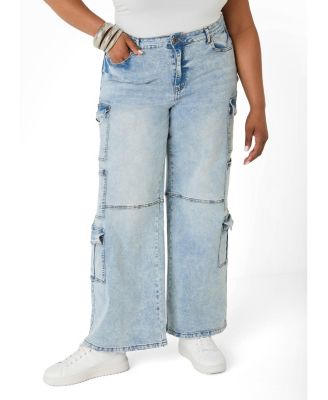 Женские джинсы Plus Size Ashley Stewart Cargo Acid Wash с высокой талией
