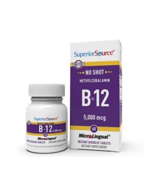 Superior Source витамины B12 Methylcobalamin 5,000 mcg, быстрорастворимые микротаблетки, 60 шт, активная форма B12, поддержка энергии