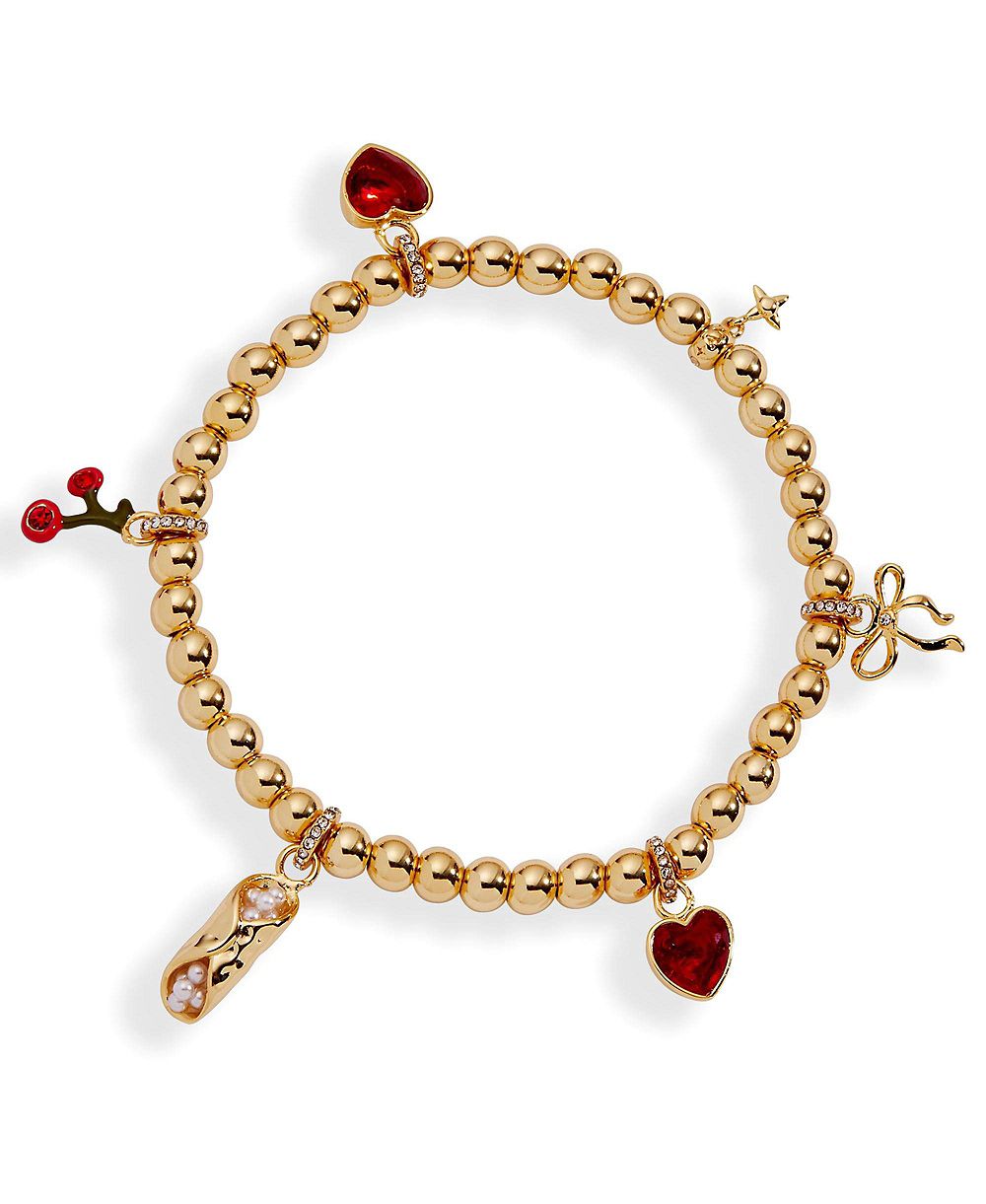 Браслет-резинка с бусинами Alex and Ani There Cannoli Be You' Bow and Heart