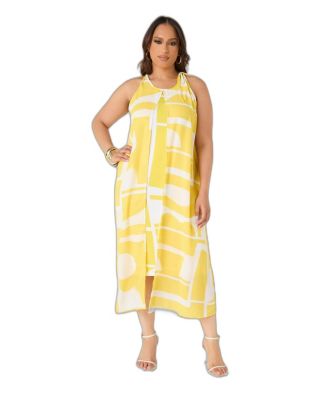 Платье миди Plus Size Ashley Stewart с абстрактным принтом и воротником Halter