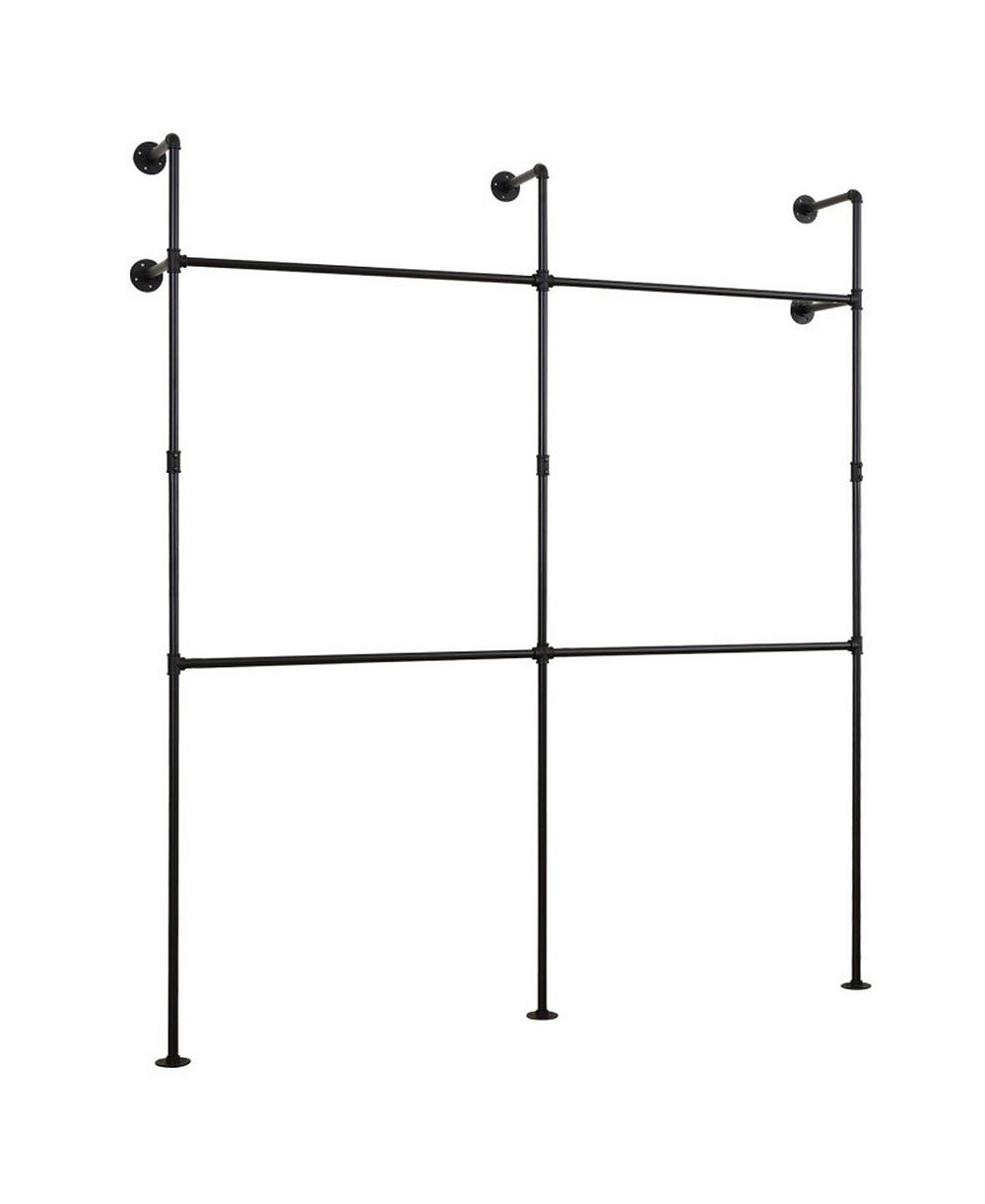 HONGGE 9-Inch Double Tier Pipe Clothing Rack for Wall Mounting