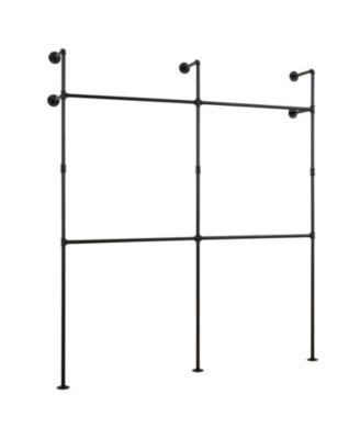 HONGGE 9-Inch Double Tier Pipe Clothing Rack for Wall Mounting