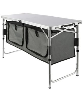 HONGGE Quick Setup Folding Camping Kitchen Table 47.2 x 18.5 in, 3 Adjustable Heights with Zippered Under-Table Storage