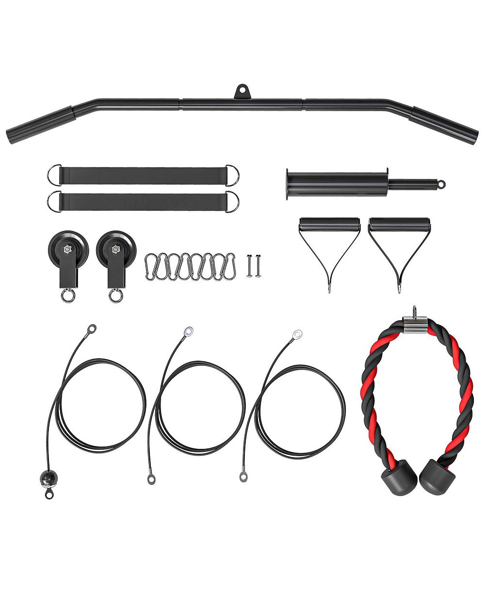 SEVORLEY Home Gym Pulley Cable System with Lat Pulldown Bar, Dual Silent Pulleys, and Loading Pin