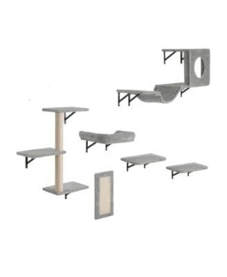 SUGIFT 6-Piece Wall Mounted Cat Shelves with 2 Jumping Boards Hammock Sofa Cat Tree Cat Grip Up to 40 lbs
