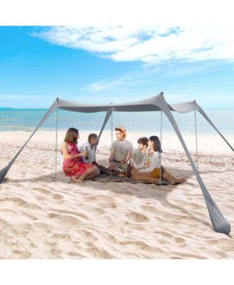 AOFAR Beach Tent Sun Shade Pop Up Shelter 4 Poles Carry Bag Outdoor Camping Fishing Yard
