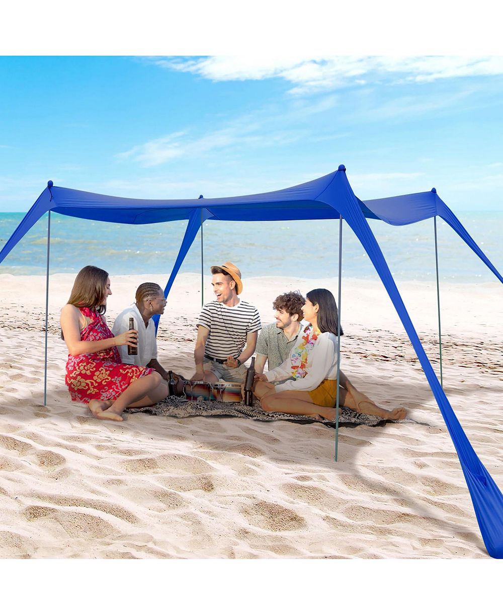 AOFAR Beach Tent Sun Shade Pop Up Shelter 4 Poles Carry Bag Outdoor Camping Fishing Yard