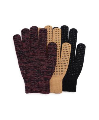MUK LUKS Men's 3 Pair Pack Magic Knit Gloves With Grippers