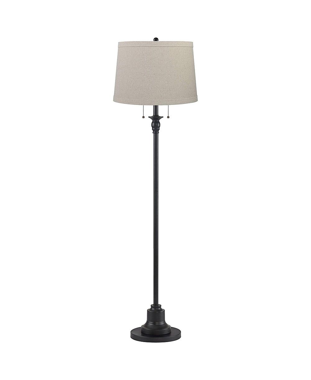 Напольная торшерная лампа 360 Lighting Dyna Traditional, 58", высокая, 2-ламповая, тонкий шест, цепочка, абажур из мешковины