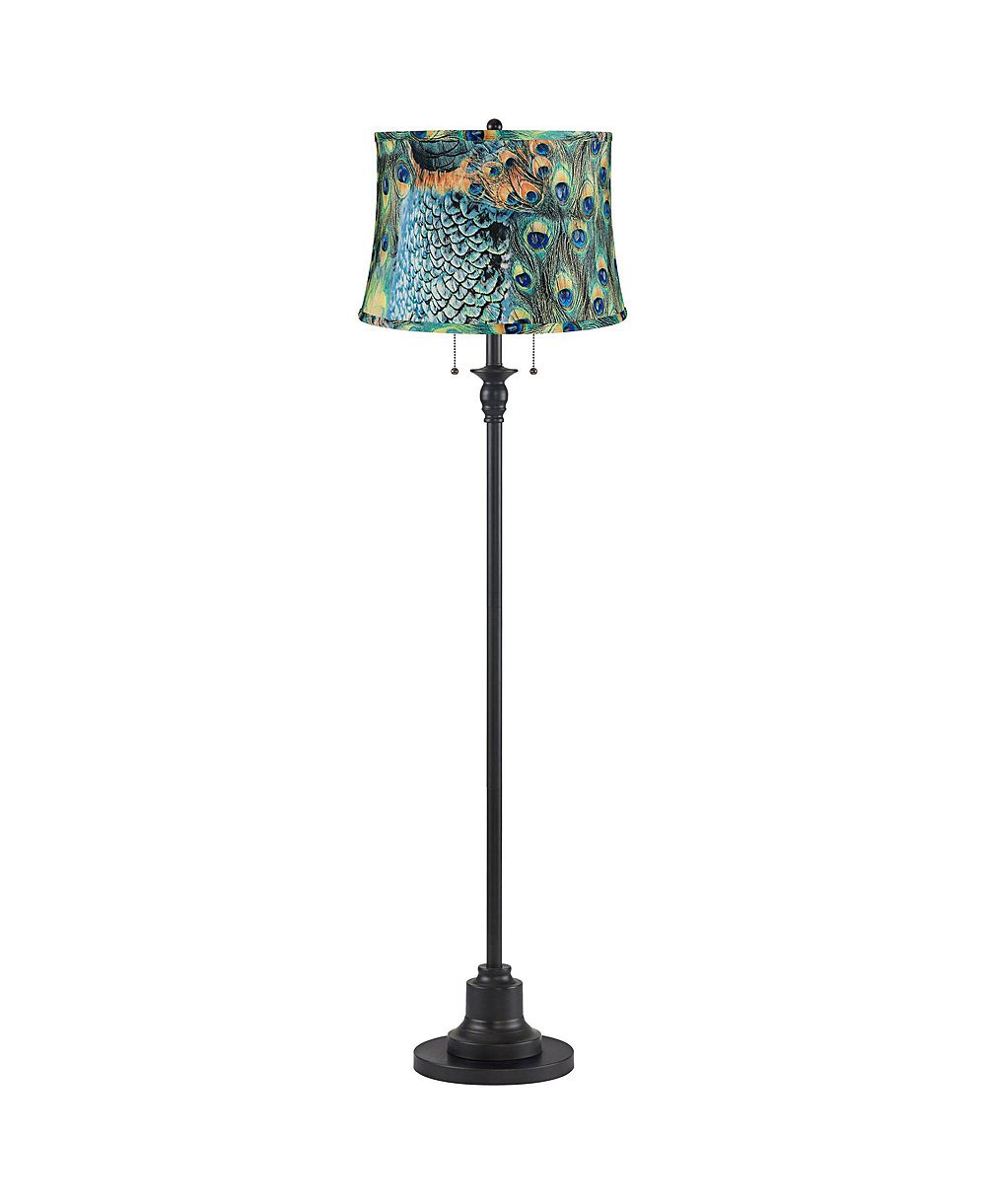 360 Lighting Dyna напольная лампа с абажуром High and Peacock Drum, 58 дюймов, 2 источника света
