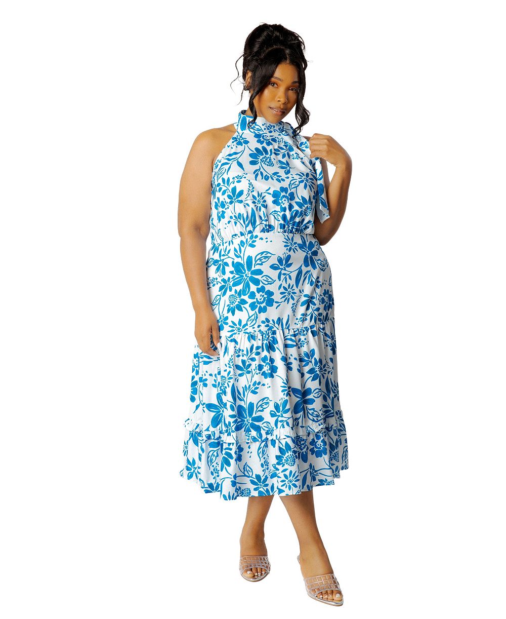 Платье Buxom Couture Plus Size Floral Halter Neck Midi