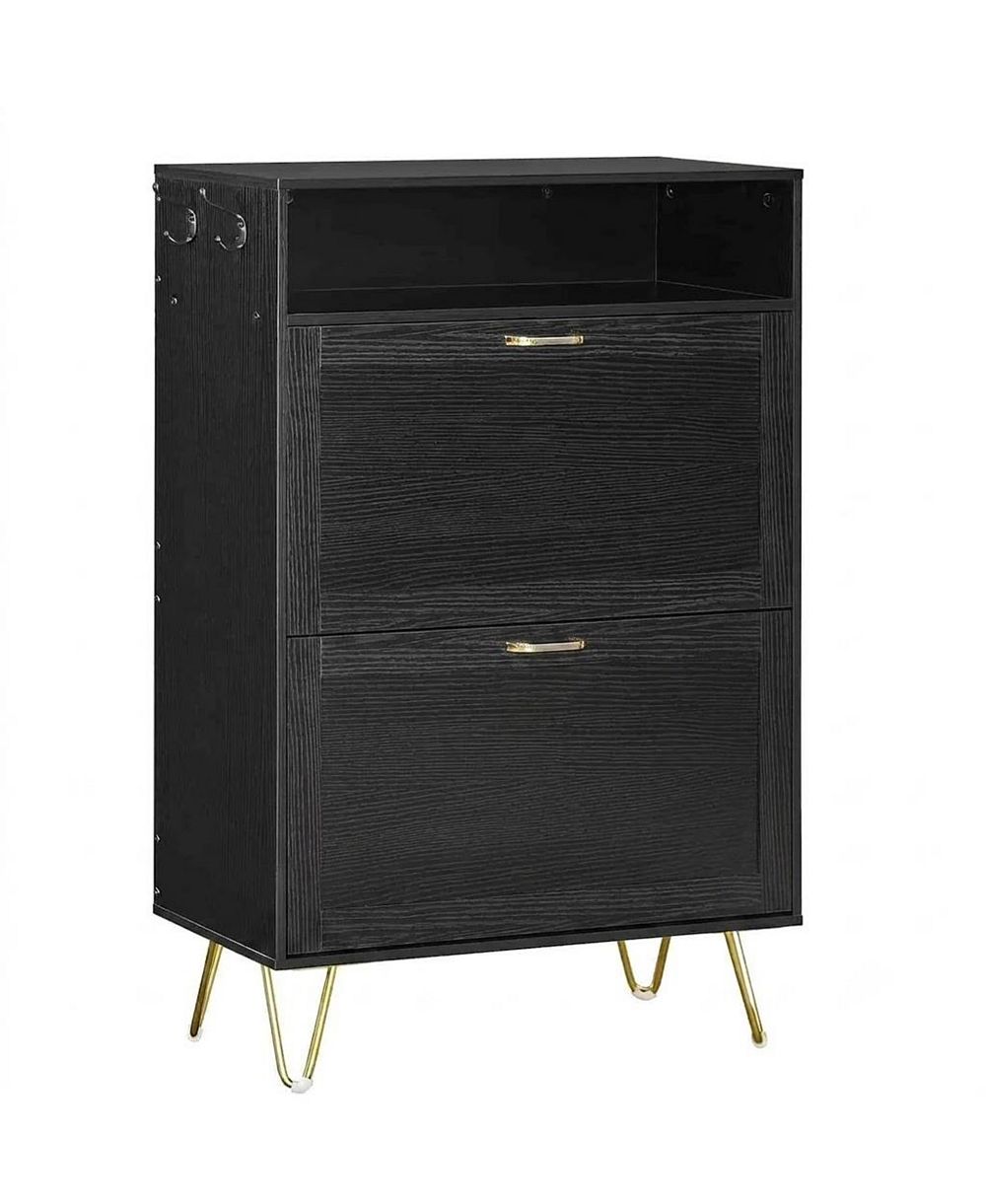 Slickblue Entryway Shoe Cabinet with 2 Flip-Down Tipping Drawers