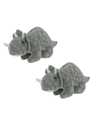 Mighty Dinosaur Triceratops 2 Pack, Durable Plush Squeaky Dog Toy