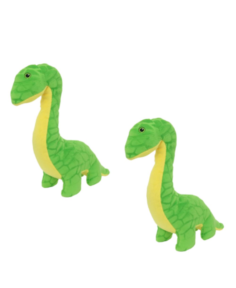 Mighty Dinosaur Brachiosaurus 2 Pack, Durable Plush Squeaky Dog Toy