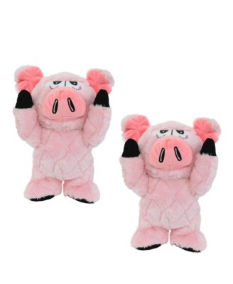 Mighty Angry Animals Pig 2 Pack, Durable Plush Squeaky Dog Toy