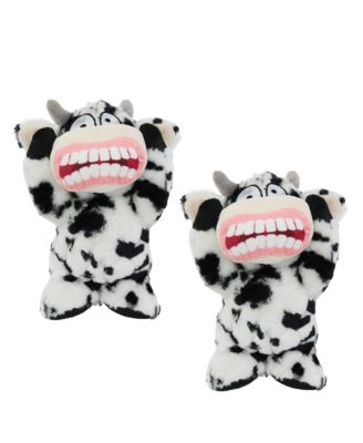 Mighty Angry Animals Cow 2 Pack, прочная плюшевая squeaky игрушка для собак