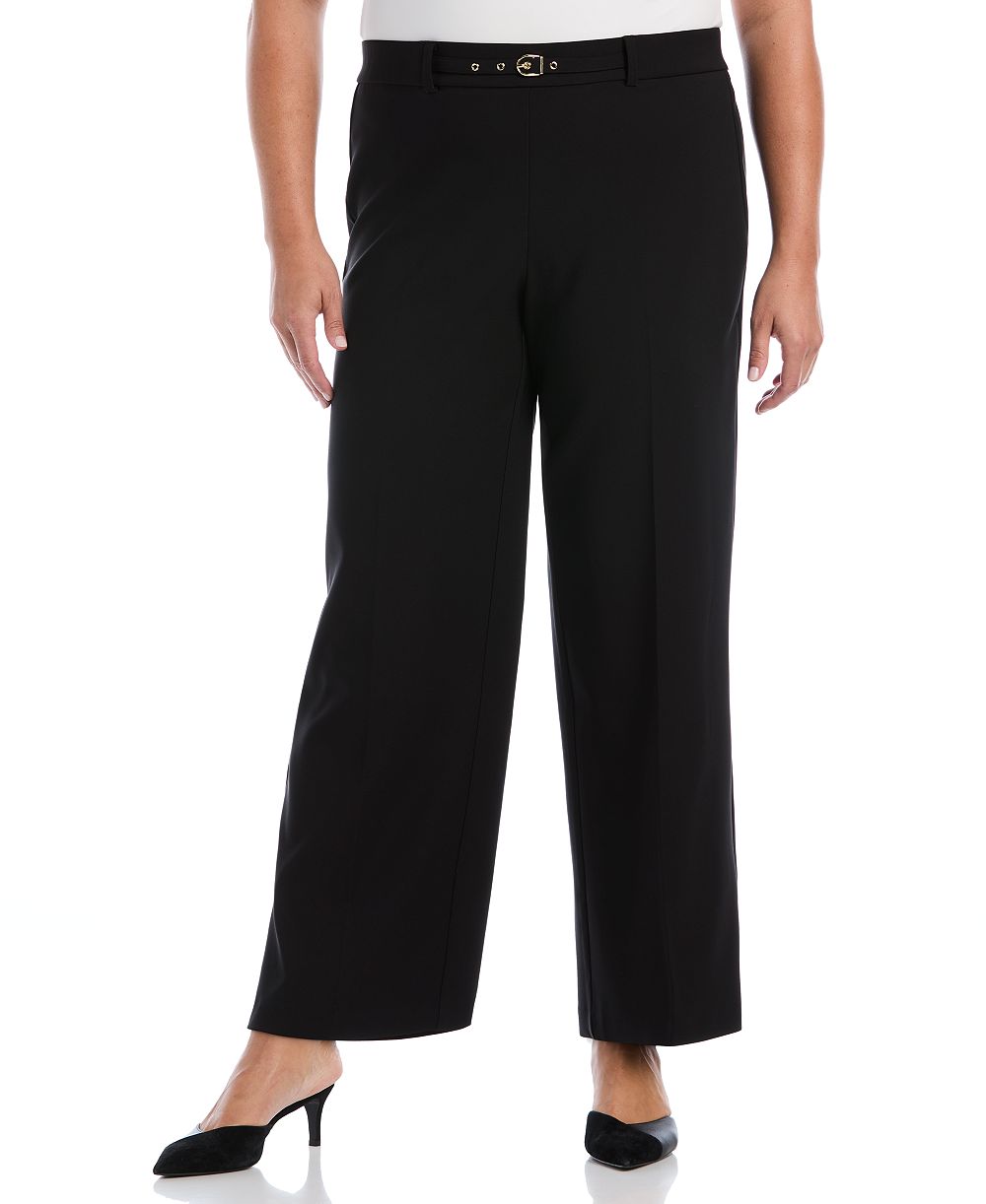 Rafaella Plus Size Wide-Leg Pull-On Mid-Rise Pants