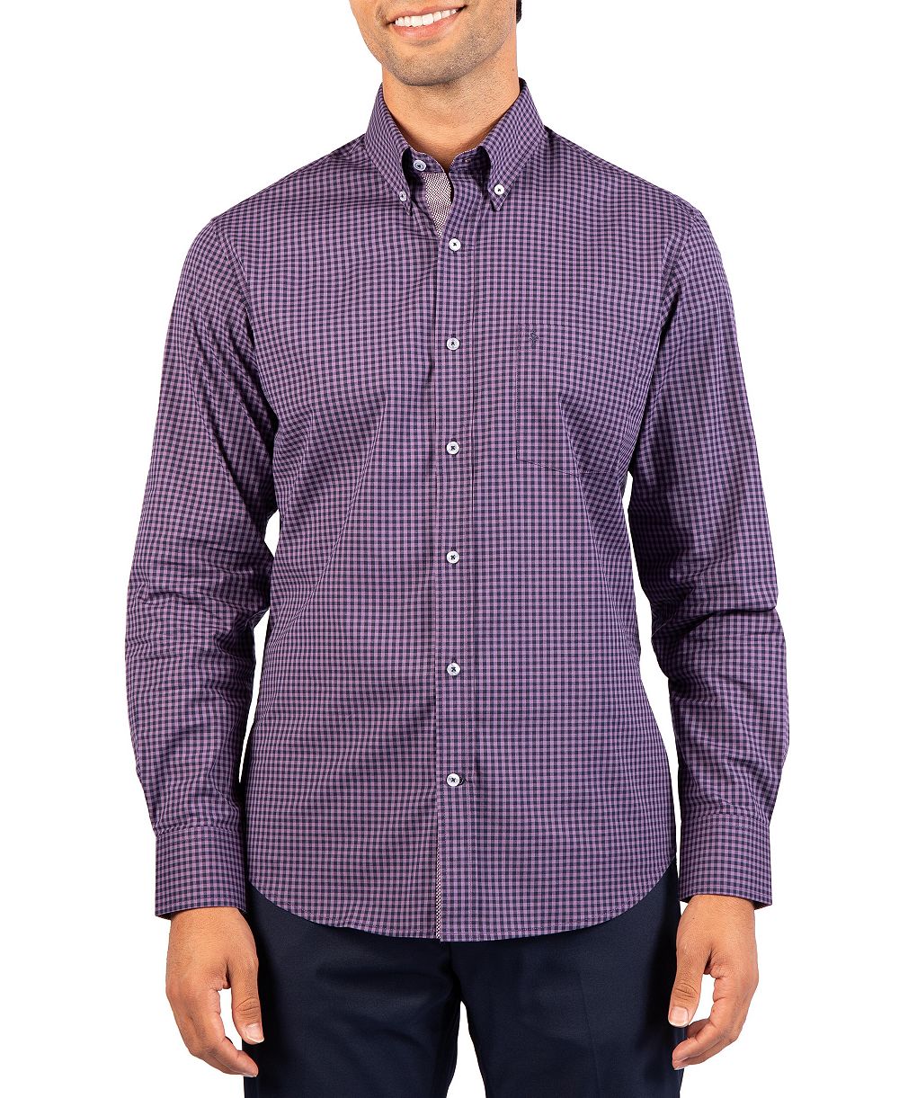 Tailorbyrd Men's Tonal Gingham Long Sleeve Shirt
