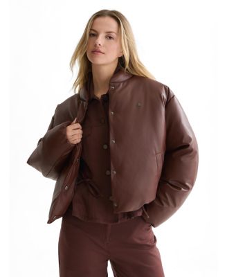SCOTCH & SODA Women's Faux Leather Short Bomber Jacket