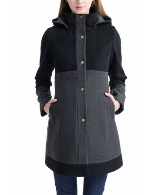 kimi + kai Maternity Tessa Hooded Wool-Blend Colorblock Coat