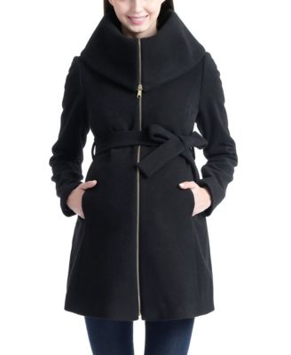 kimi + kai Maternity Mia Wool-Blend Fold-Collar Mid-Length Coat