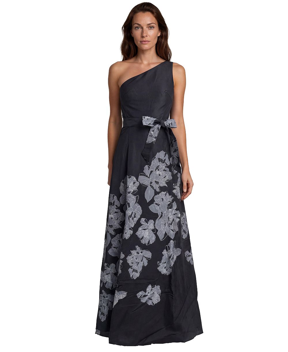 Вечернее платье Rene Ruiz Occasion Women's Floral-Print One-Shoulder Mikado Gown