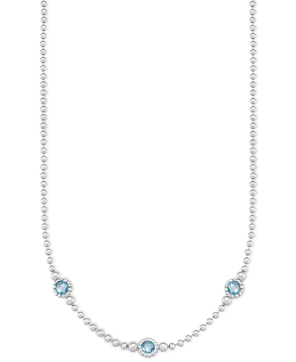 Ожерелье Macy's Sky Blue Topaz Three Stone Bezel 18" Collar in Sterling Silver