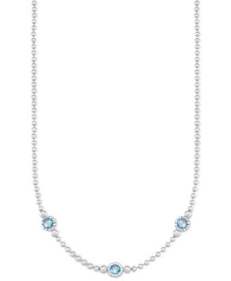 Ожерелье Macy's Sky Blue Topaz Three Stone Bezel 18" Collar in Sterling Silver