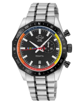GV2 by Gevril  Men's Regatta Swiss Quartz Two toned SS IP Bracelet Watch