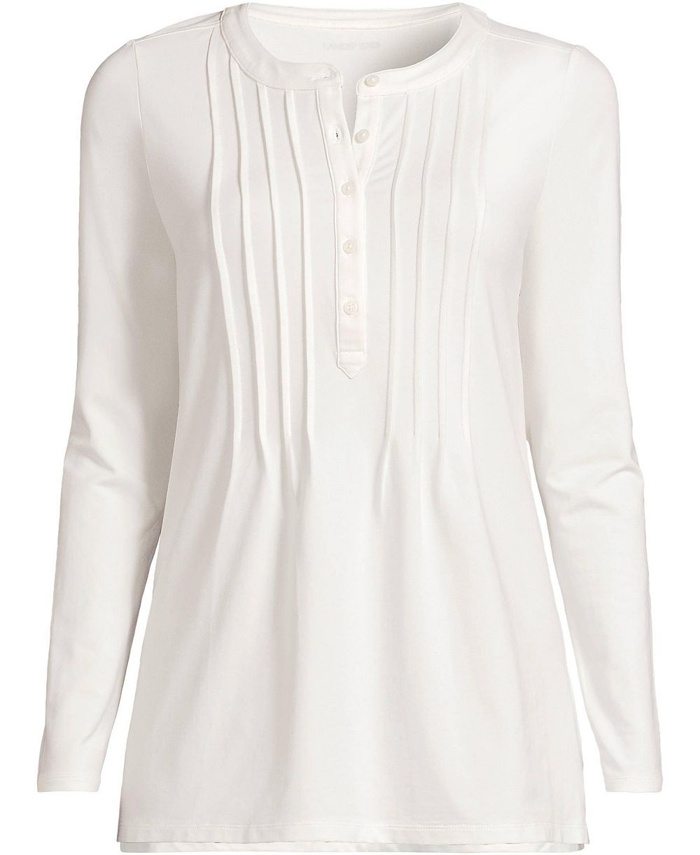 Женская блузка Lands' End Long Sleeve Lightweight Jersey Pintuck Button Tunic