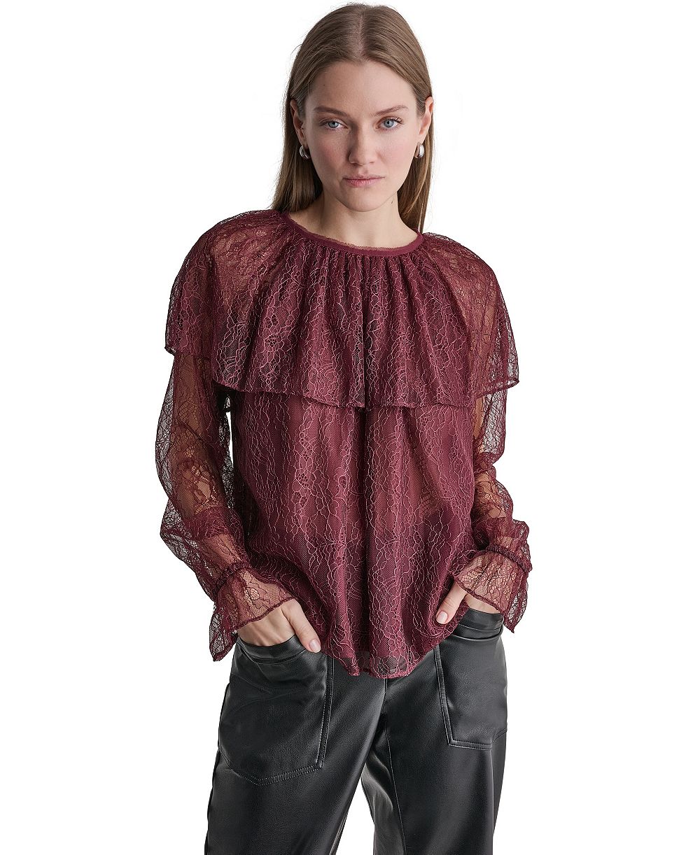 BCBG женская блузка-накидка с длинным рукавом и кружевом