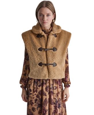 BCBG Женский жилет из искусственного меха с застежкой на пуговицы