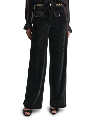 BCBG Women's High-Rise Wide-Leg Velvet Pants