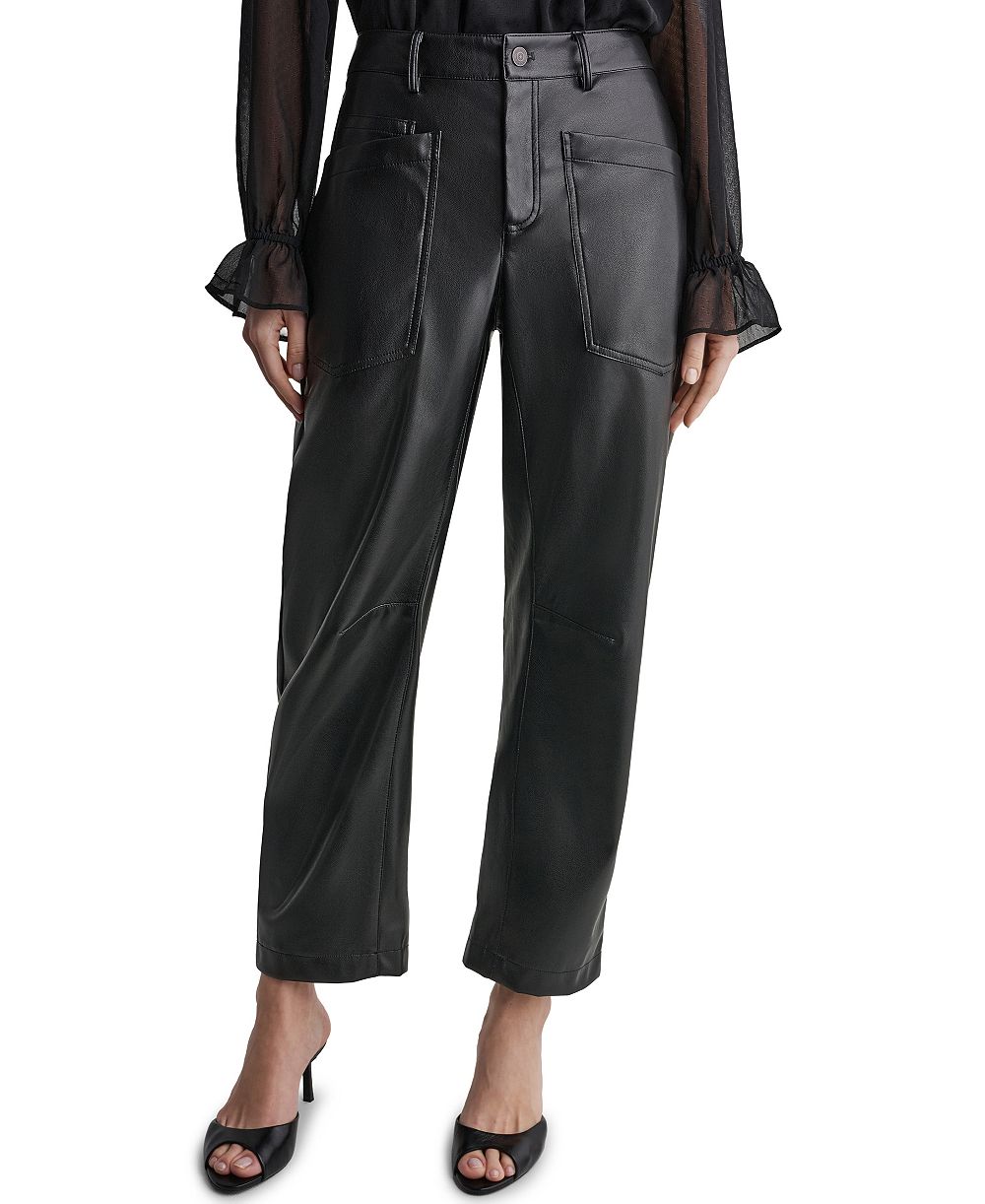 BCBG Women's Barrel Faux Leather Pants