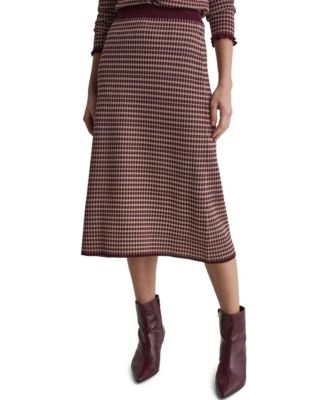 BCBG женская миди-юбка из трикотажа в клетку с высокой посадкой