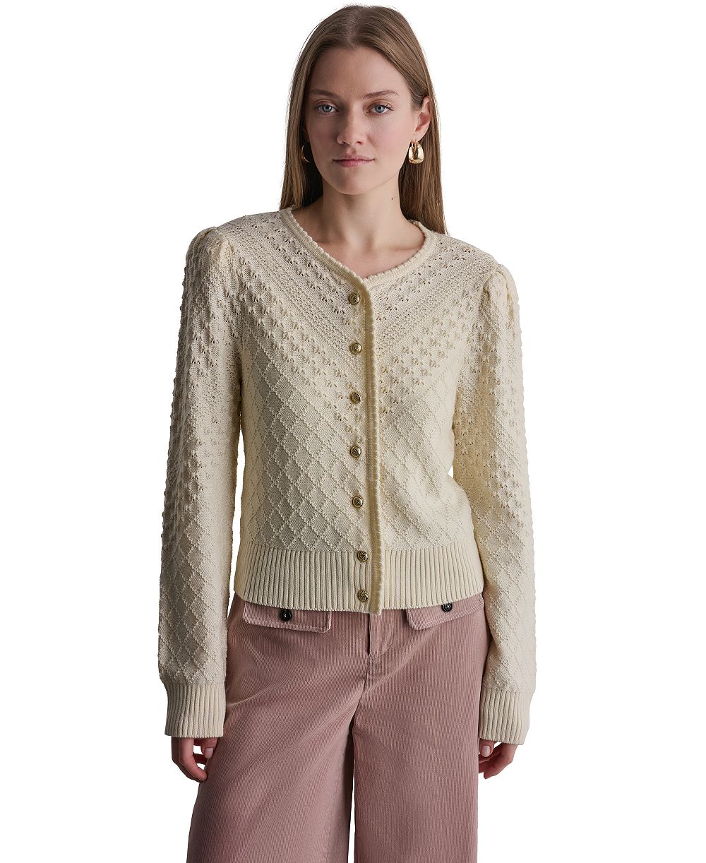 BCBG Women's Fitted Textured Long-Sleeve Cardigan