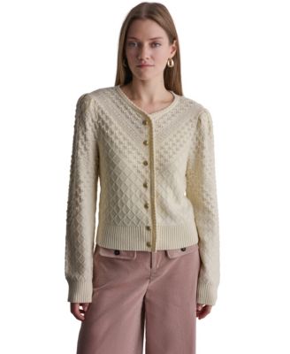 BCBG Women's Fitted Textured Long-Sleeve Cardigan