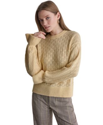 BCBG женский свитер с длинным рукавом и круглым вырезом Oversized Pointelle