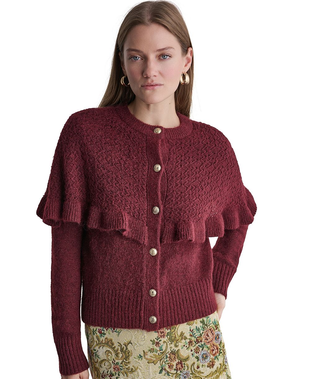 BCBG женский кардиган с капюшоном Caped Pointelle