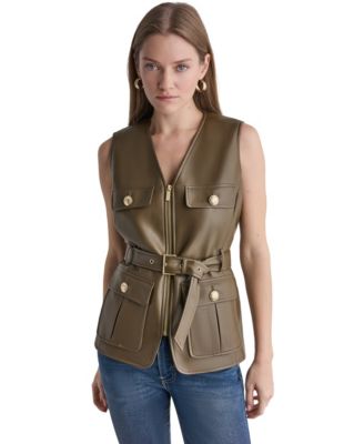 Женский жилет BCBG Faux Leather Belted Sleeveless