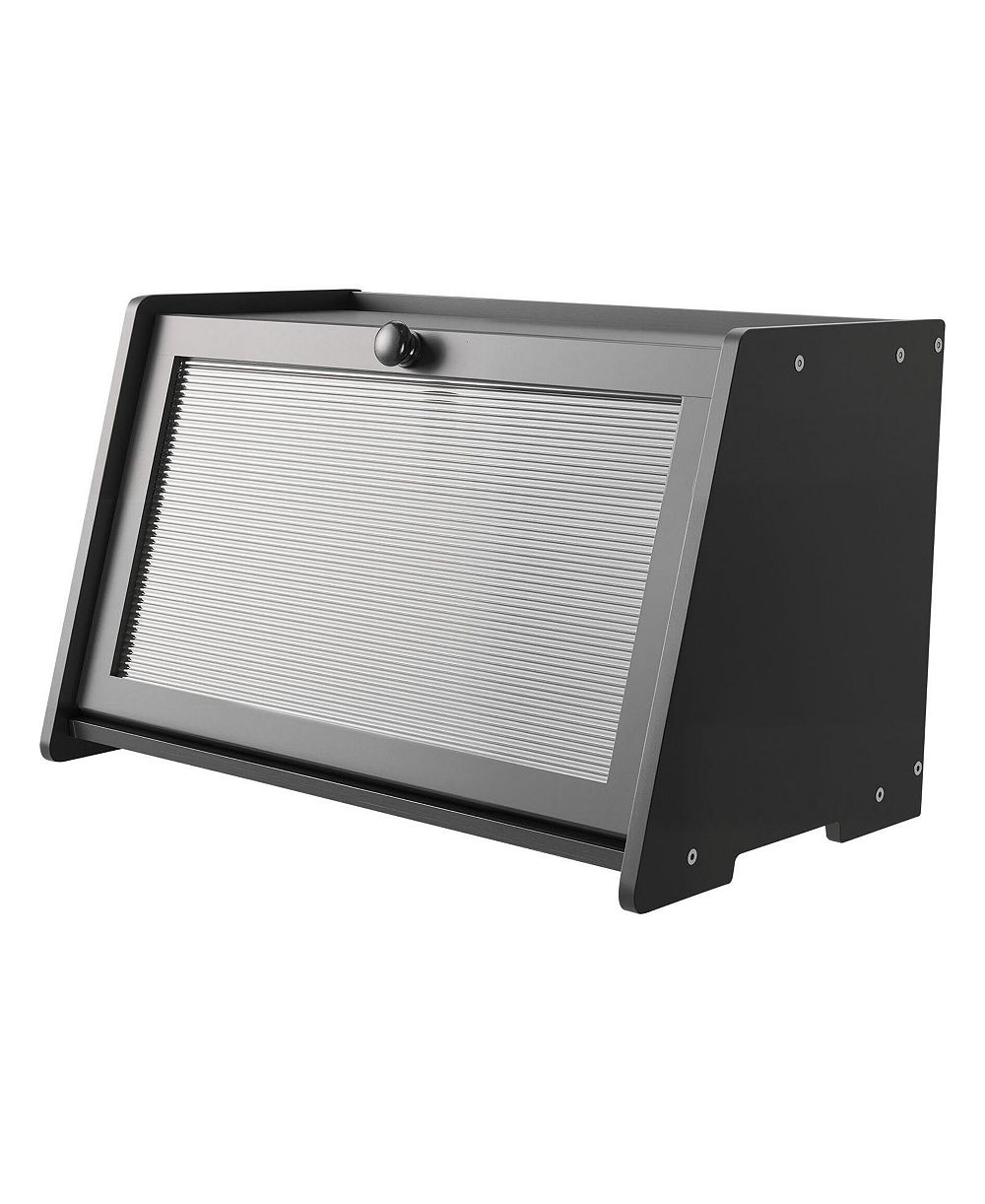 SUGIFT Large Capacity Bamboo Bread Box with Acrylic Wavy Door Panel